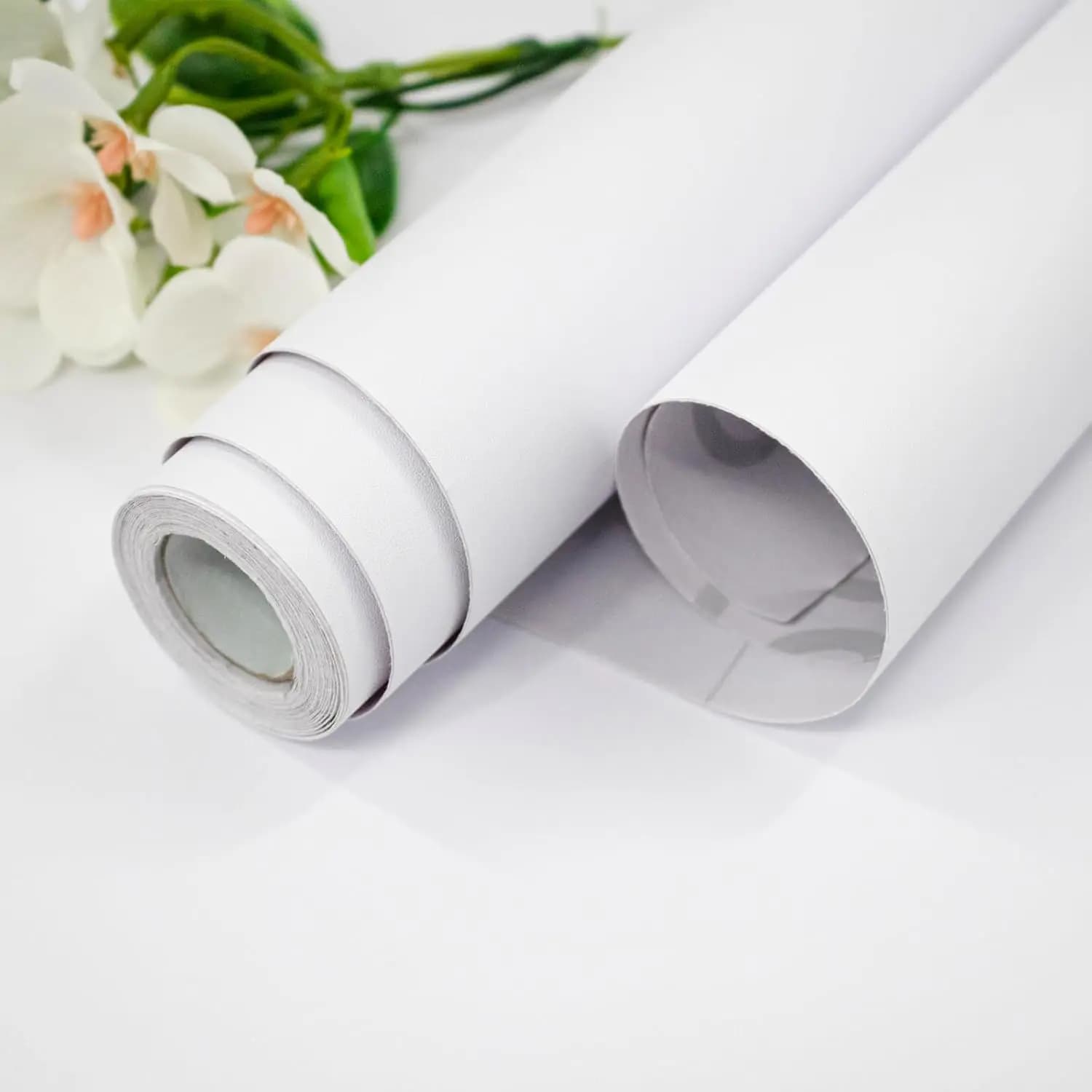 Carta da parati opaca impermeabile da 55 cm di larghezza Adesivi autoadesivi in vinile bianco per mobili da parete Soggiorno Carta da contatto Decorazioni per la casa