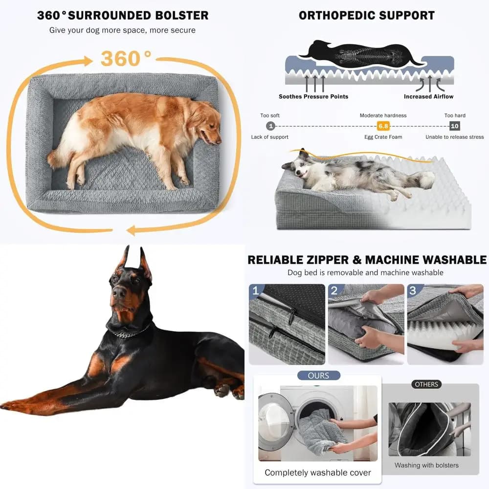 Letto per Cani XXL in Memory Foam Impermeabile con Rivestimento Rimovibile, Base Lavabile e Antiscivolo
