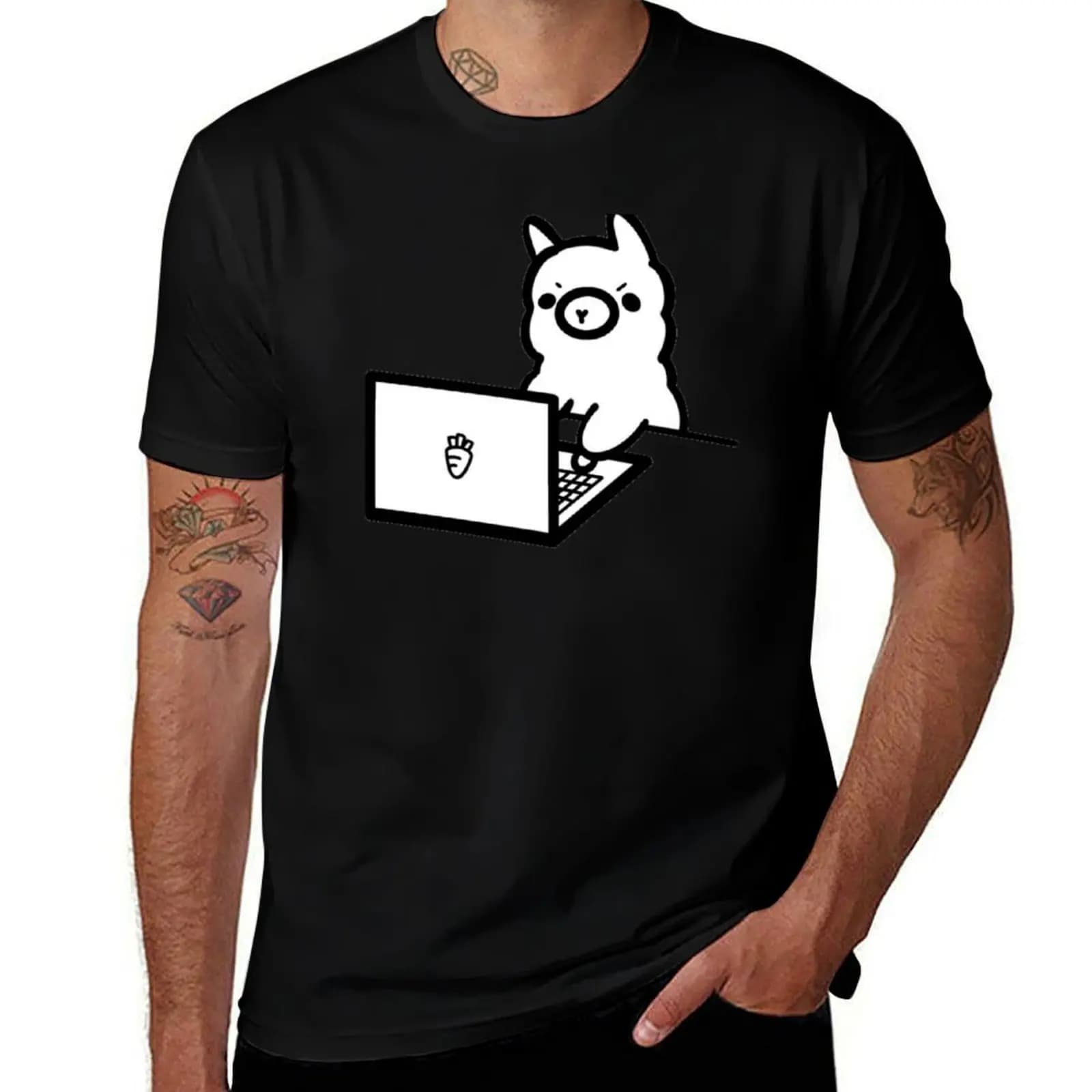 T-shirt Ollama Open Source AI Logo On Laptop, maglietta sportiva a maniche corte Dry Fit
