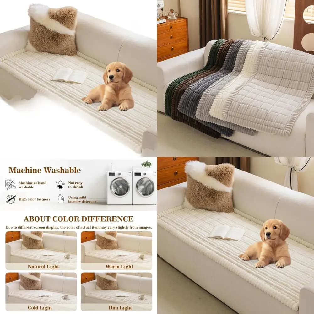 Washable covers suitable for pets, anti-slip furniture protection, cream color, 27,6 x 82,7