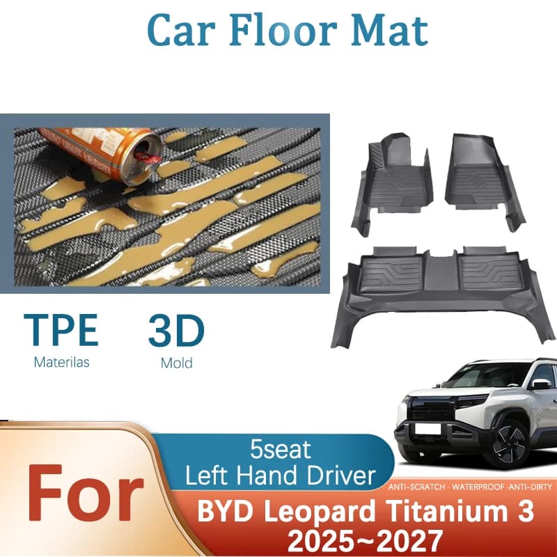 Car Floor Mat For BYD Leopard Titanium 3 FangChengBao Tai 3 2025 2026 2027 Waterproof Pads Foot Rug Floor Cover Auto Accessories