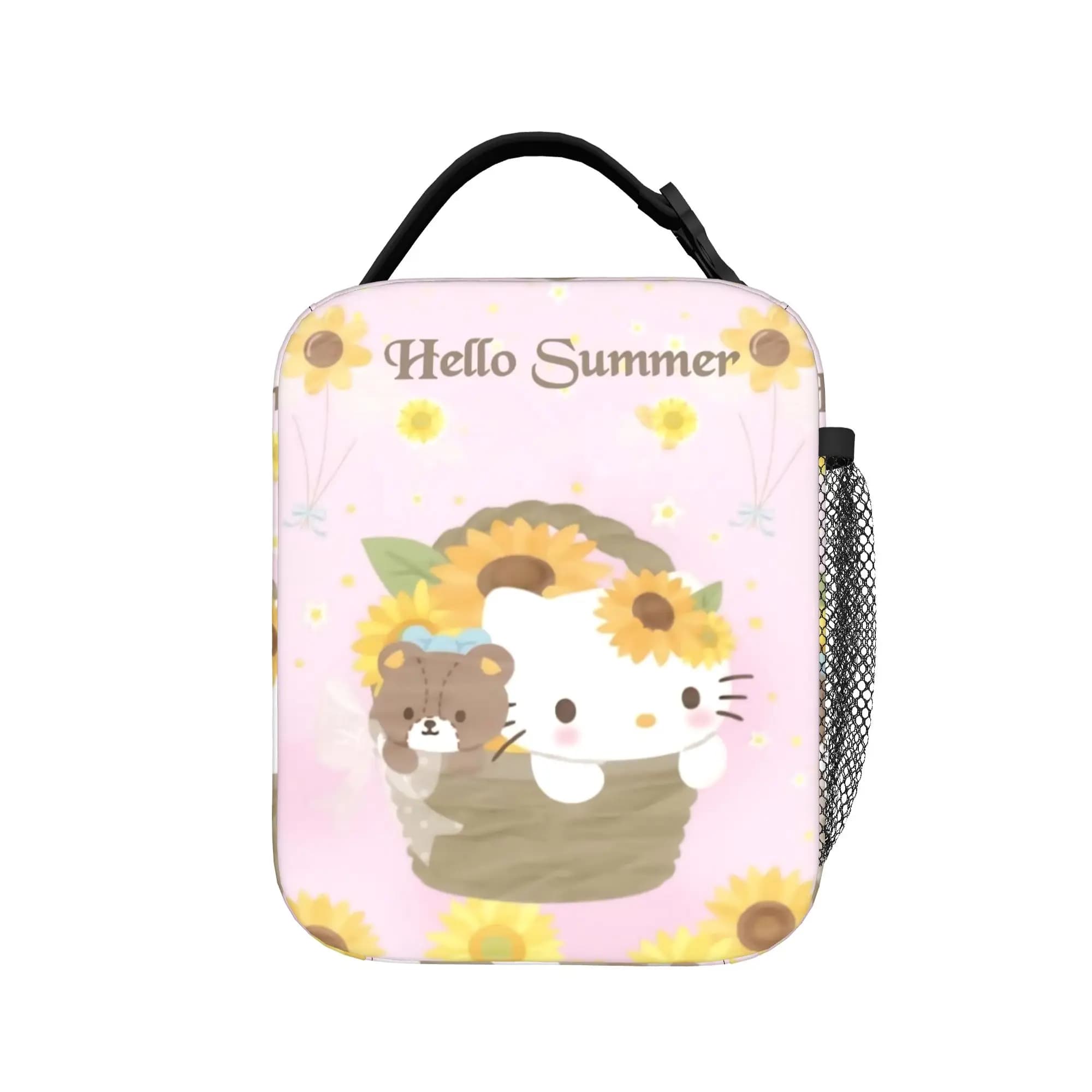 Hello Summer K-Kittys Insulated Lunch Bag Leakproof Flower Cute Lunch Container Thermal Bag Tote Lunch Box College Men Women