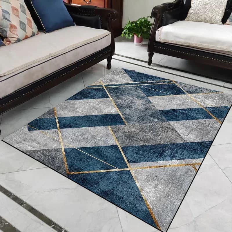 Tappeti geometrici di lusso leggeri Soggiorno moderno Tappeti di grandi dimensioni Divano di casa Sedia Lato morbido Tappetino Arredamento della camera Porta Corridoio Tappeto