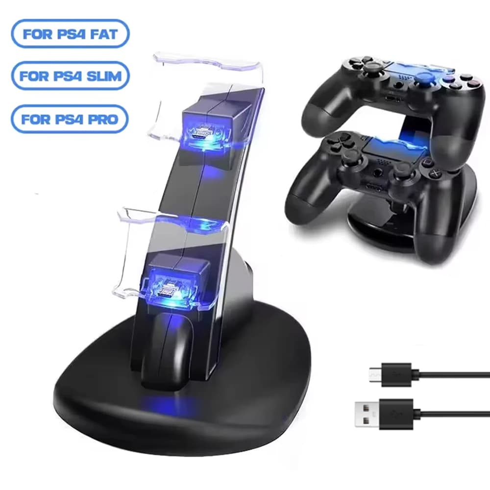 Caricatore controller per PlayStation 4 LED Doppia stazione dock di ricarica rapida per accessori gamepad Playstation PS4 Slim/PS4 Pro