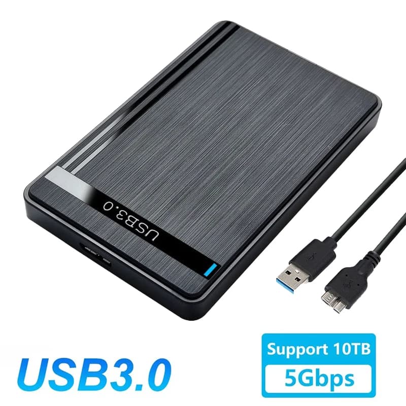 Custodia per disco rigido mobile da 2,5 pollici Sata a USB 3.0 HDD per scatola HDD di archiviazione esterna SSD con cavo USB 2.0 in plastica ABS