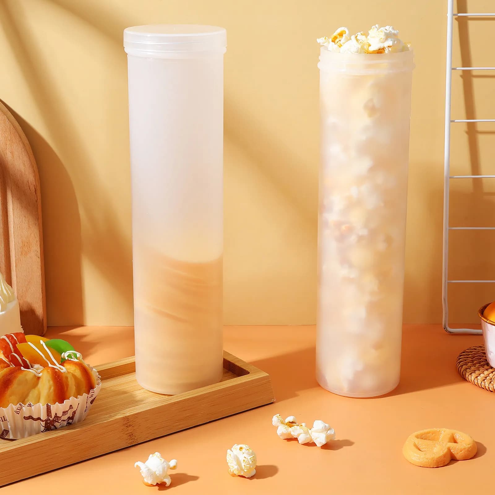 Contenitori per alimenti da 3 pezzi, contenitori ermetici per biscotti, scatole per biscotti in plastica rotonde trasparenti, impilabili, organizer da cucina, dispensa