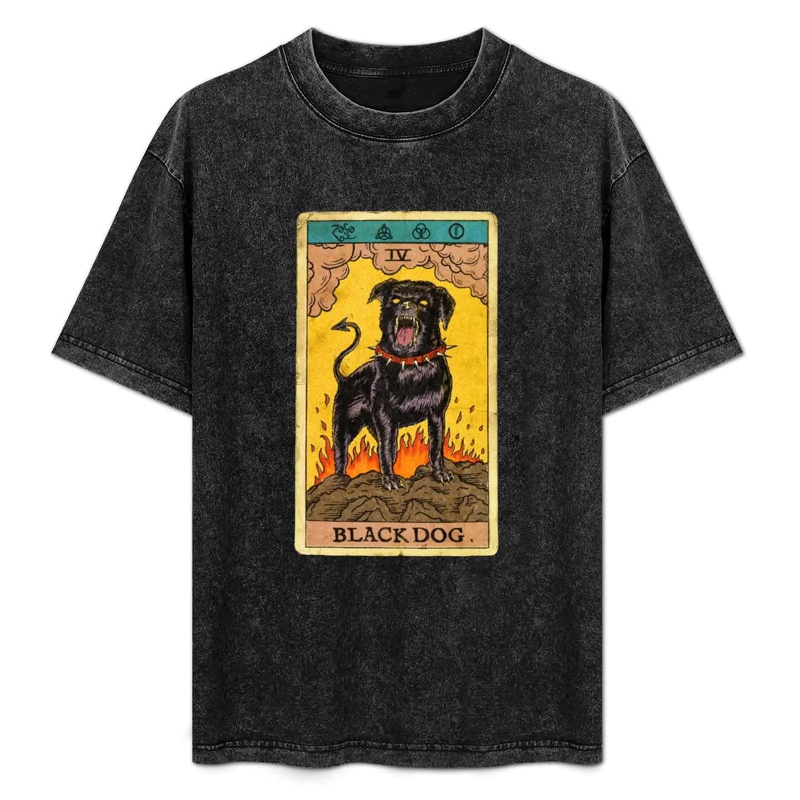 T-shirt Black Dog Tarot Card, maglietta a maniche corte per outfit quotidiano basic
