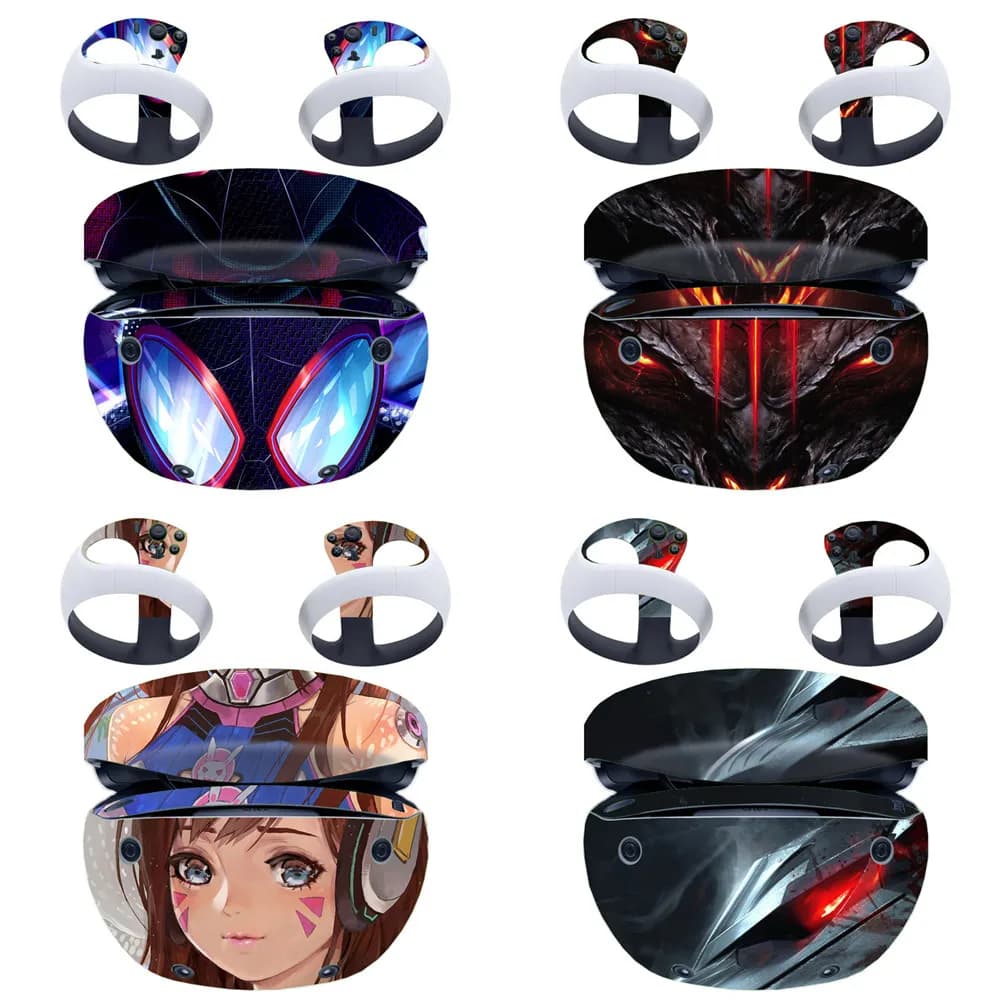 Per PS VR2 VR adesivi per cuffie adesivi per pelle e controller, involucro completo, pelle per decalcomanie in vinile per PS VR2, accessori protettivi