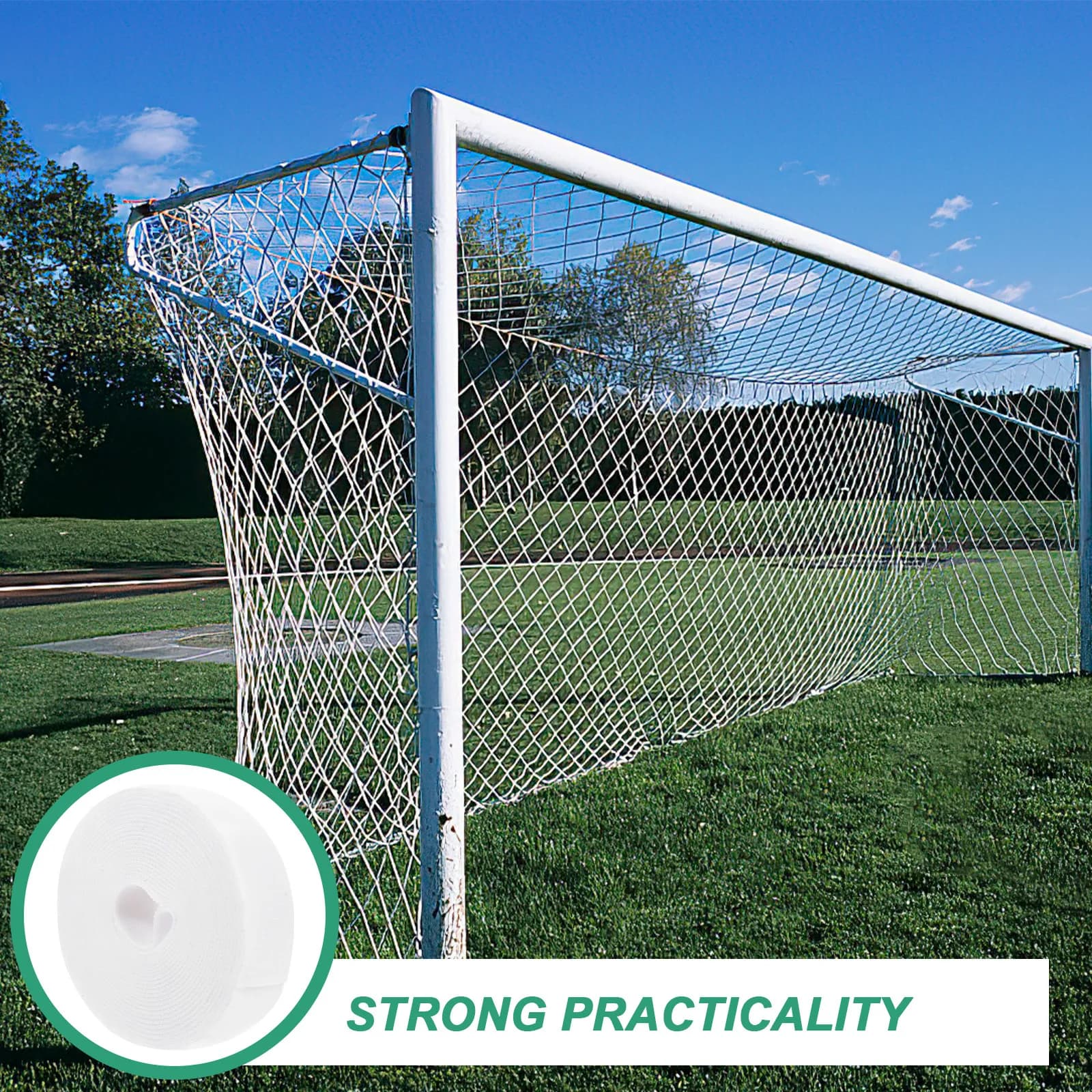Heavy Duty Nylon Hook and Loop Tape Roll for Soccer Goal Net Fastening DIY Cable Management Office Home Tent Use Reclosable