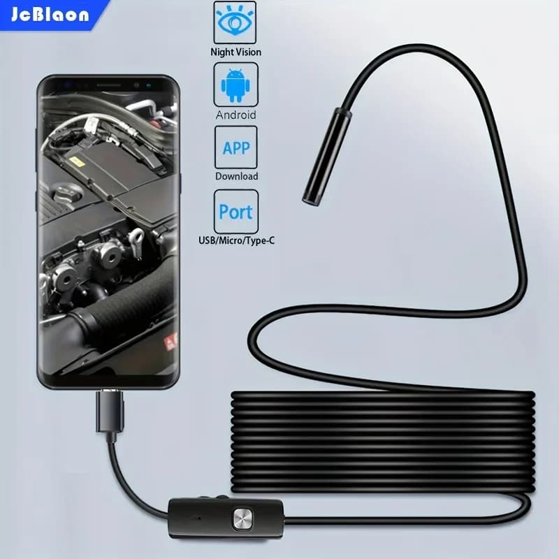 Telecamera per endoscopio di ispezione alimentata tramite USB, periscopio impermeabile da 7 mm, cavo flessibile, per Android con risoluzione Type-C - 640x480P