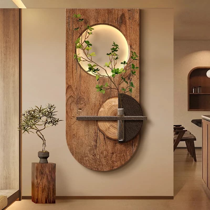 Decorazione d'ingresso Log Lampade da parete a LED Pianta verde Corridoio Corridoio Studio Moderno Appeso Pittura Soggiorno Luci murali per la casa