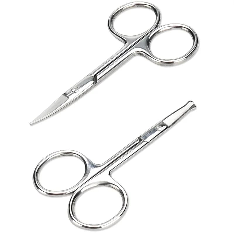 2PCS Safety Grooming Scissors, Curved Round Tip for Eyebrow Nose Beard Ear Hair Trimming