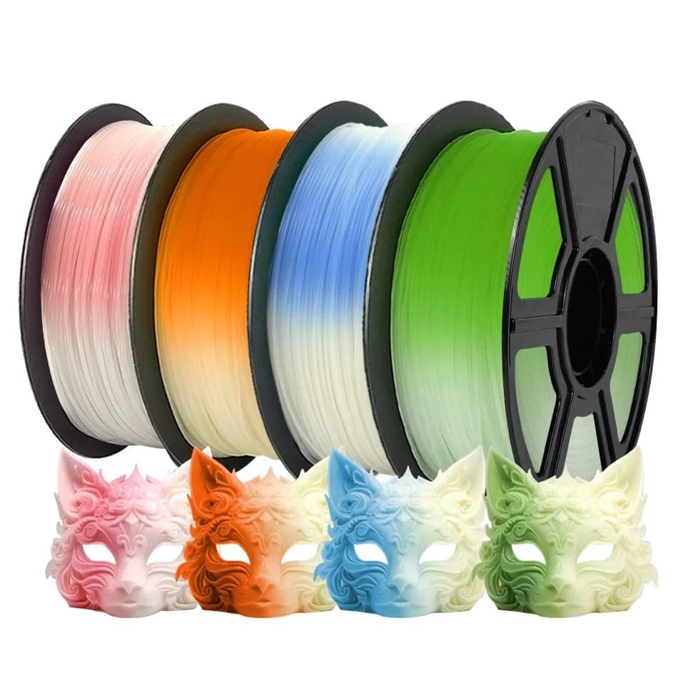 PLA thread changing sun color 1kg/500g/250g/200g 1.75mm for 3D printer, UV reaction from white to green, pink, blue, purple