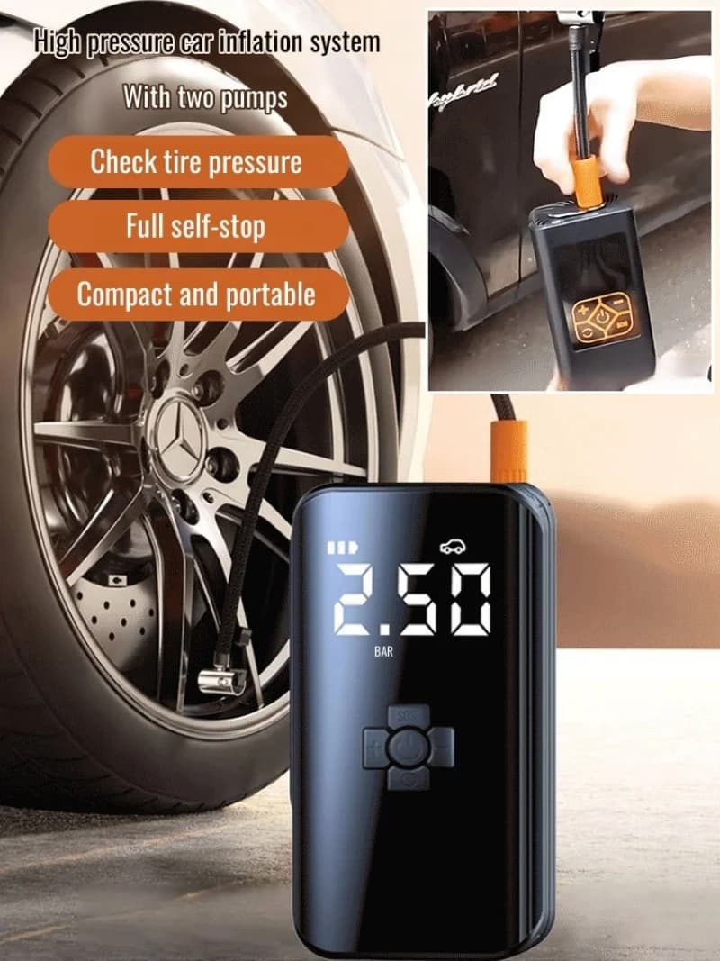 Universal Car Air Pump Electric Air Pump Air Sensor for Tires Mini Inflatable Treasure for Car Motorcycle Basket