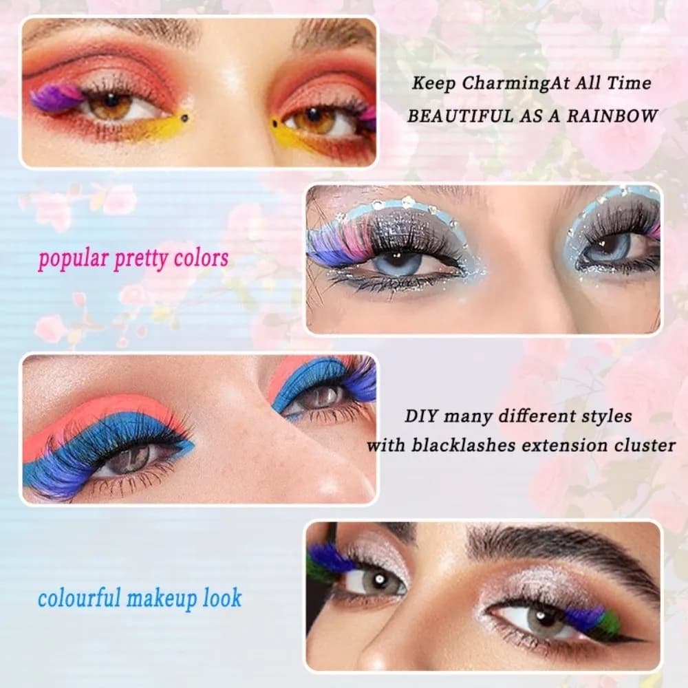 Set of 400 Fake Eyelashes for Various Lengths with Pliers, Make-up Tool, Colorful Eyelashes for Personal Use