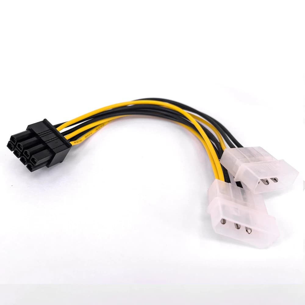 Cavo di alimentazione per scheda video doppia femmina da 8 pin maschio a doppia 4 pin Cavo di alimentazione per scheda grafica Molex da 8 pin PCI Express a doppia 4 pin