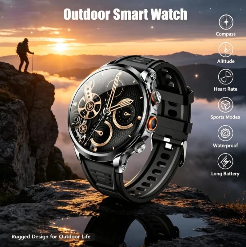 H18 Android Smart Watch, 8MP Camera, Large Storage, WiFi, GPS Positioning & Heart Rate Monitor