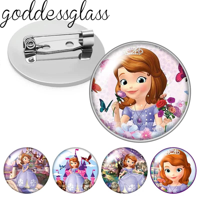 Princess Sofia Purple Dress Photo Glass cabochon Brooch pinback button Bag Clothes Denim Jeans Lapel Pin Badge Jewelry