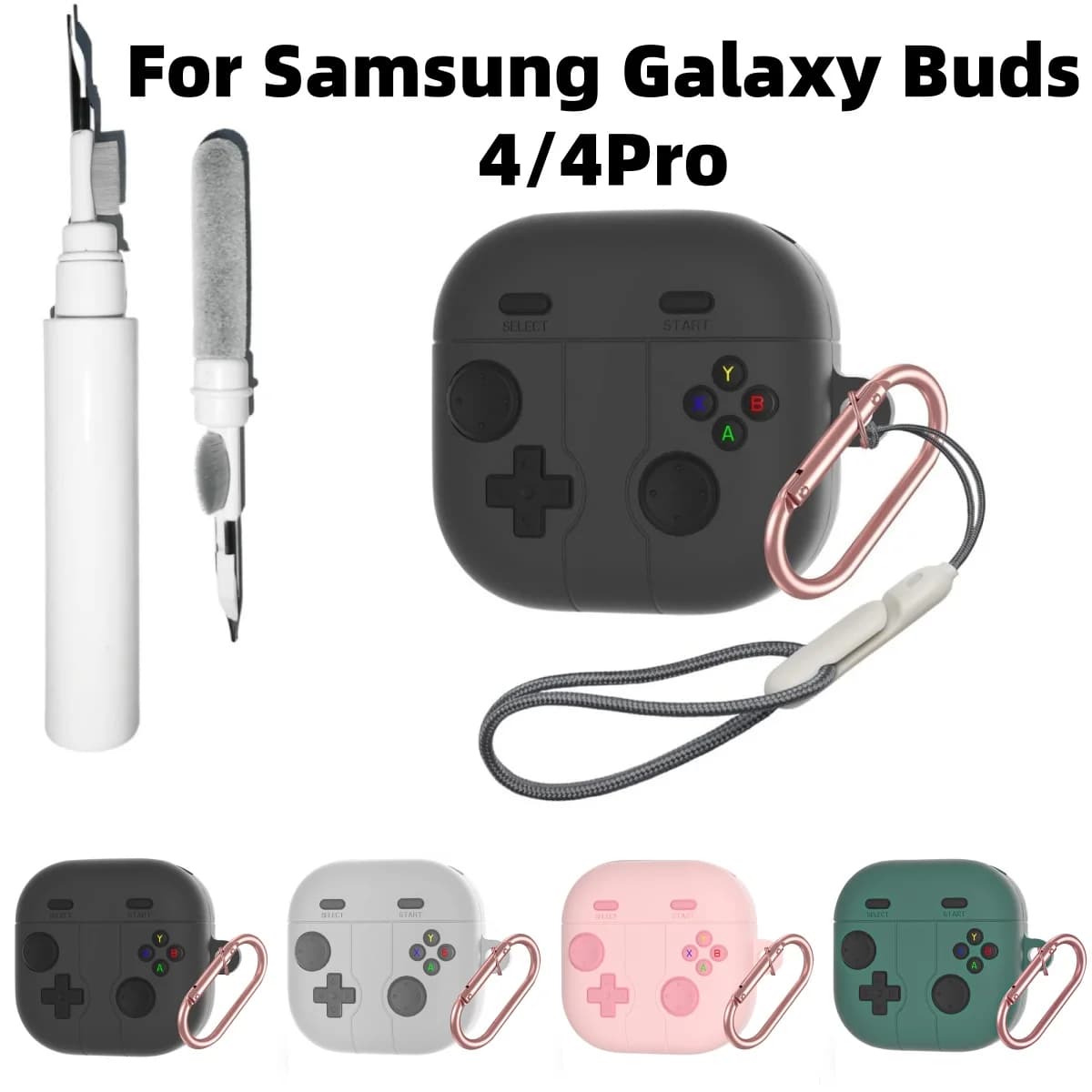 (2026) Custodia simpatica per Samsung Galaxy Buds 4 Pro/Galaxy Buds 4 con kit di pulizia e cordino, custodia divertente a tema gioco per Galaxy Buds 4/4 Pro