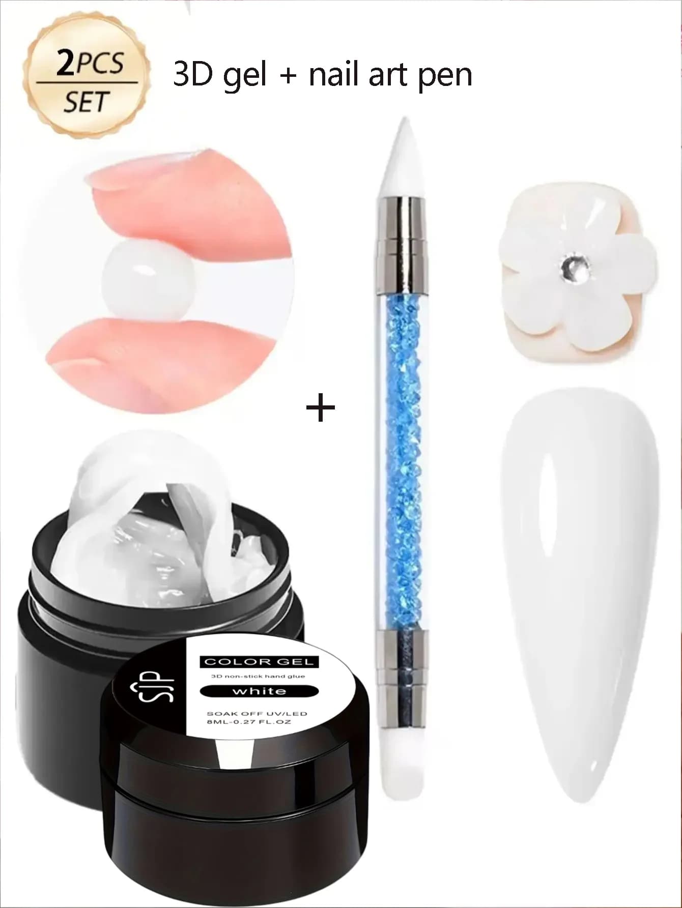 5G crystal soft solid nail gel extension transparent NudePink Aerylie cut flower jelly pattern DlY manicure