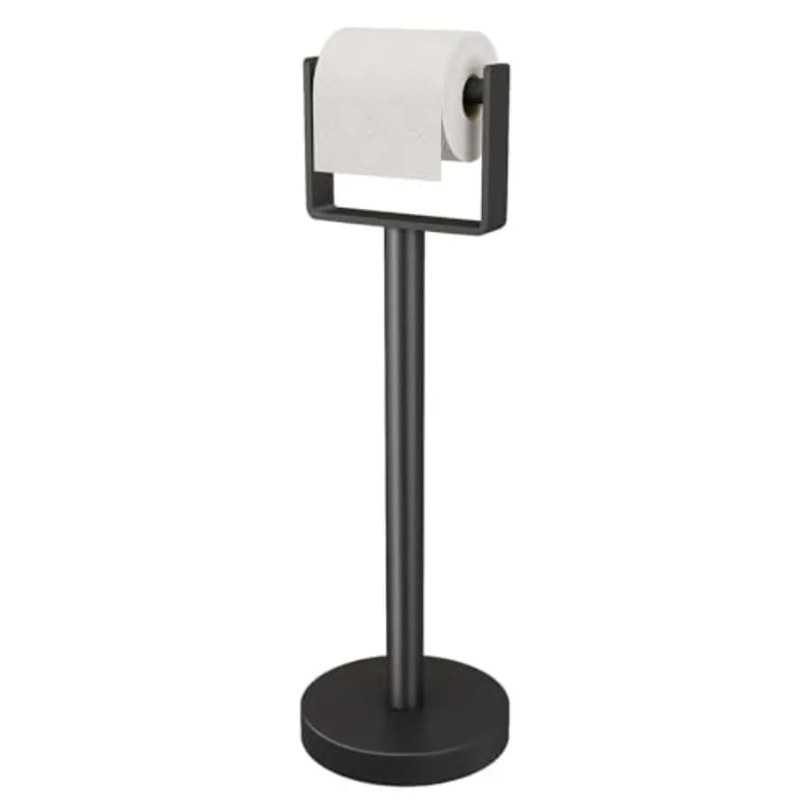 Heavy Duty Toilet Paper Holder Stand, Extra-Weighted Base No Tipping, Stainless Steel Toilet Paper Stand, Free Standing Floor T