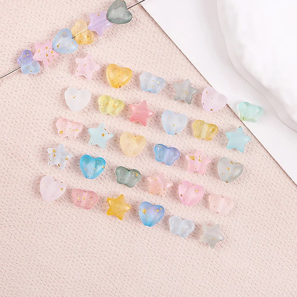100 Pezzi Perline Acriliche a Forma di Stella, Farfalla e Cuore, Perline Distanziatrici con Foro Grande per Creazione di Gioielli Fai-da-Te, Braccialetti e Accessori