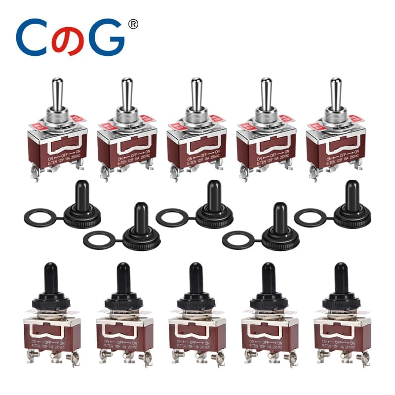 CG 1/5/10 pieces 15A momentary lever switch 12V DC/250V marine 3 ways (ON)-Off-(ON) with waterproof boot cap cover for boat car