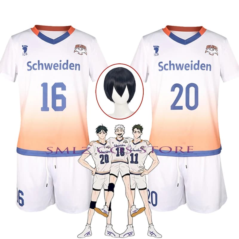 Costume Cosplay Anime Ushijima Wakatoshi, Maglia da Pallavolo Liceale NO 16 20, Uniforme AD Club, Set Giacca e Maglietta Tobio Kageyama