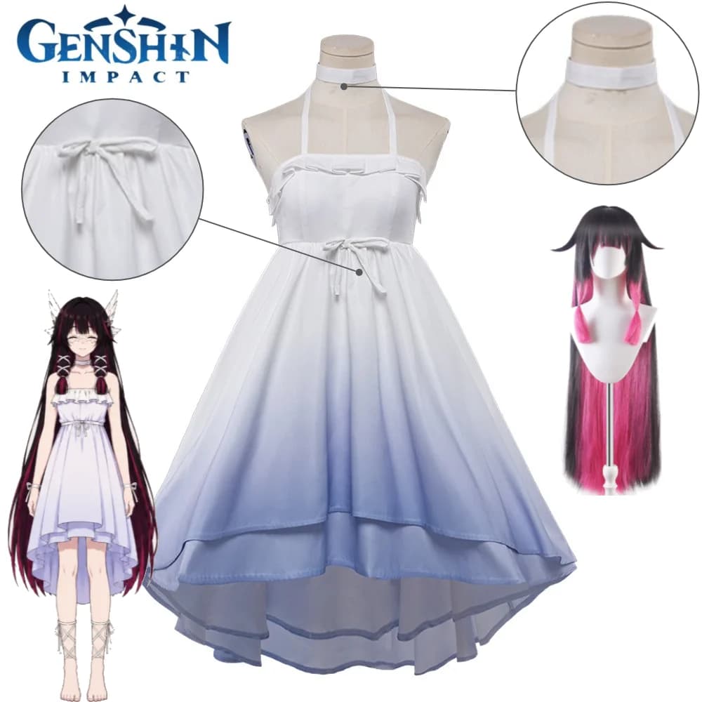 Genshin Impact Columbina Night Tea Party Series Cosplay Full Set Girls Pajamas Loungewear Anime Costume for Comic Con Cos Party