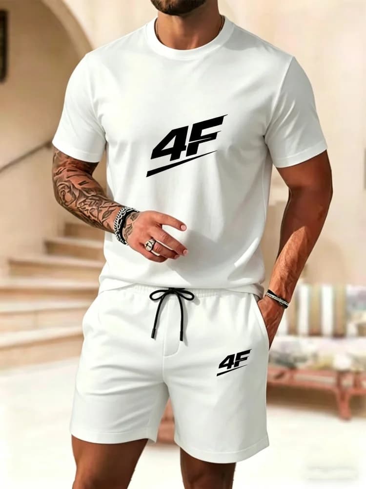 Nuovo completo sportivo da uomo estivo traspirante, t-shirt a maniche corte + pantaloncini, leggero e comodo, due pezzi casual.