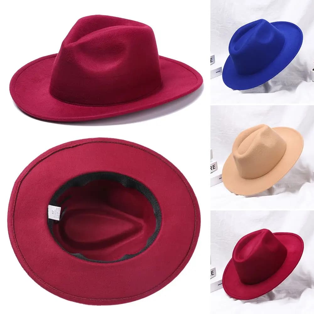Vintage New Fashion Woolen Wide Brim Dress Dance Party Cowboy Hat Jazz Cap Panama Fedora Hat
