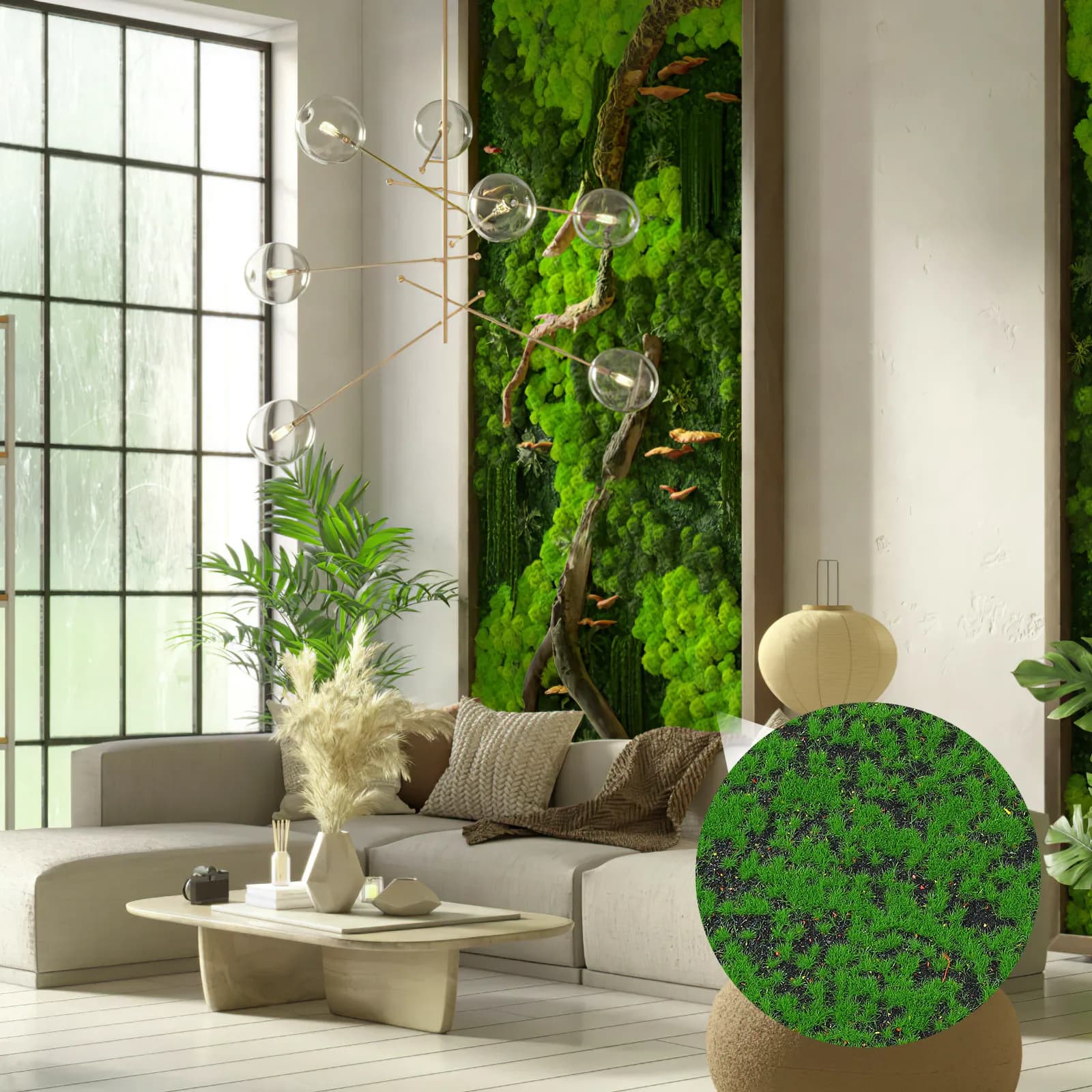 Erba Artificiale in Muschio Sintetico, Piante Verdi Finte per Decorazione di Patio, Casa, Ufficio, Base per Mini Paesaggistica e Prato