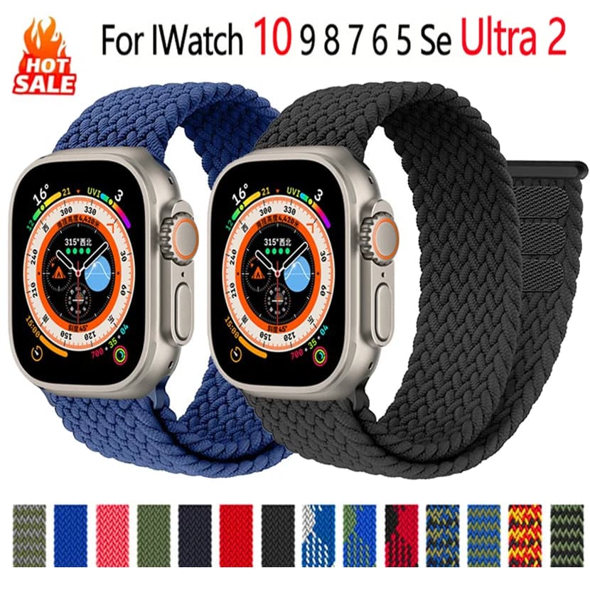 Cinturini ad anello intrecciato per Apple watch ultra 2 band 49mm 44mm 40mm 41mm 38/45mm braccialetto iWatch serie 5 se 4 6 7 8 9 10 46mm/42mm