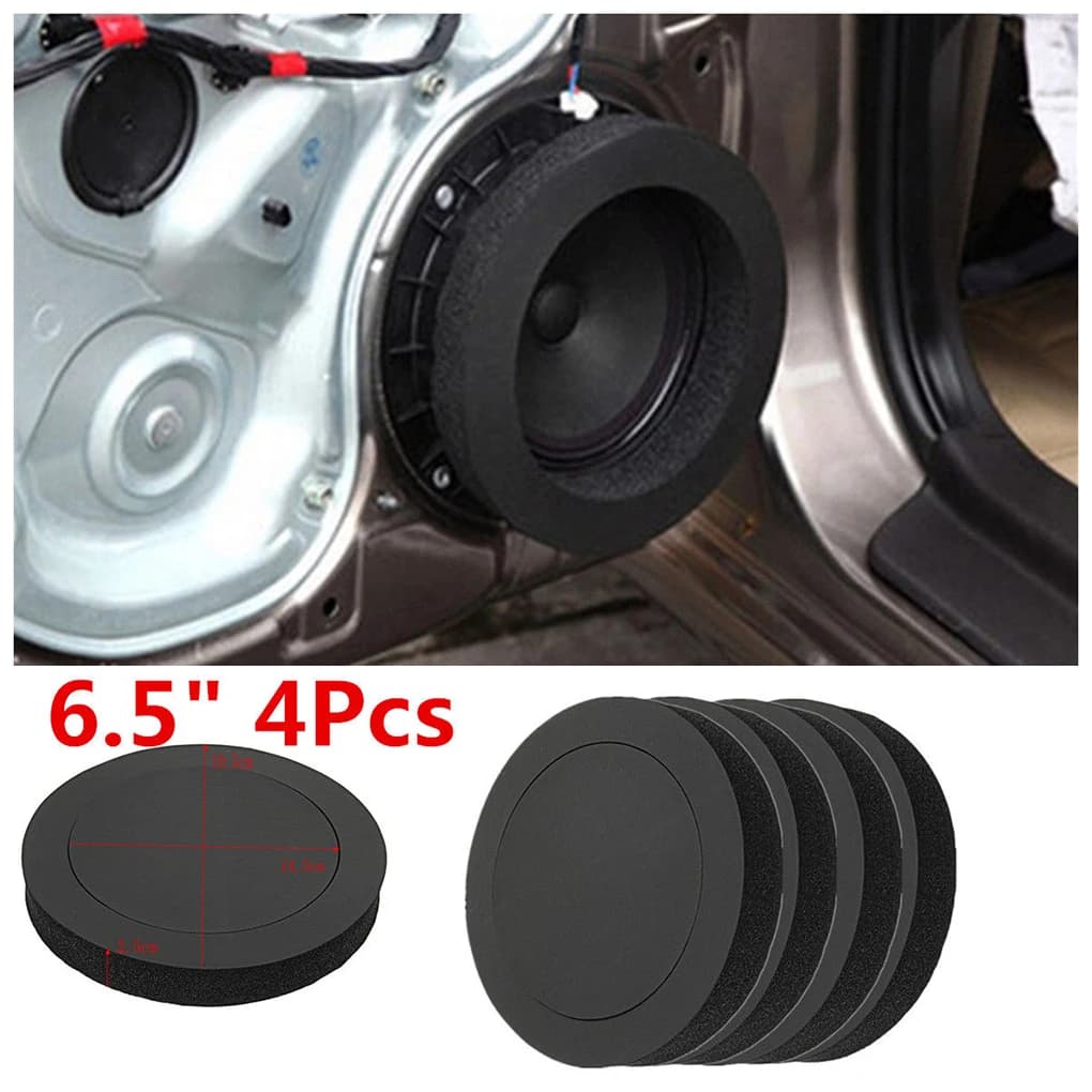 4PCS 6.5 Inch Car Speaker Ring Bass Door Trim Self Adhesive Sound Insulation Cotton Soundproof Foam Pad for Woofer Audio Pad