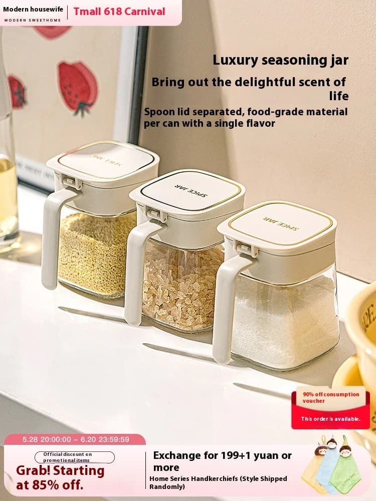 Set di scatole per condimenti, bottiglie per condimenti, bottiglia per condimenti sigillata per uso domestico da cucina, serbatoio per sale, combinazione di contenitori per pentole per olio