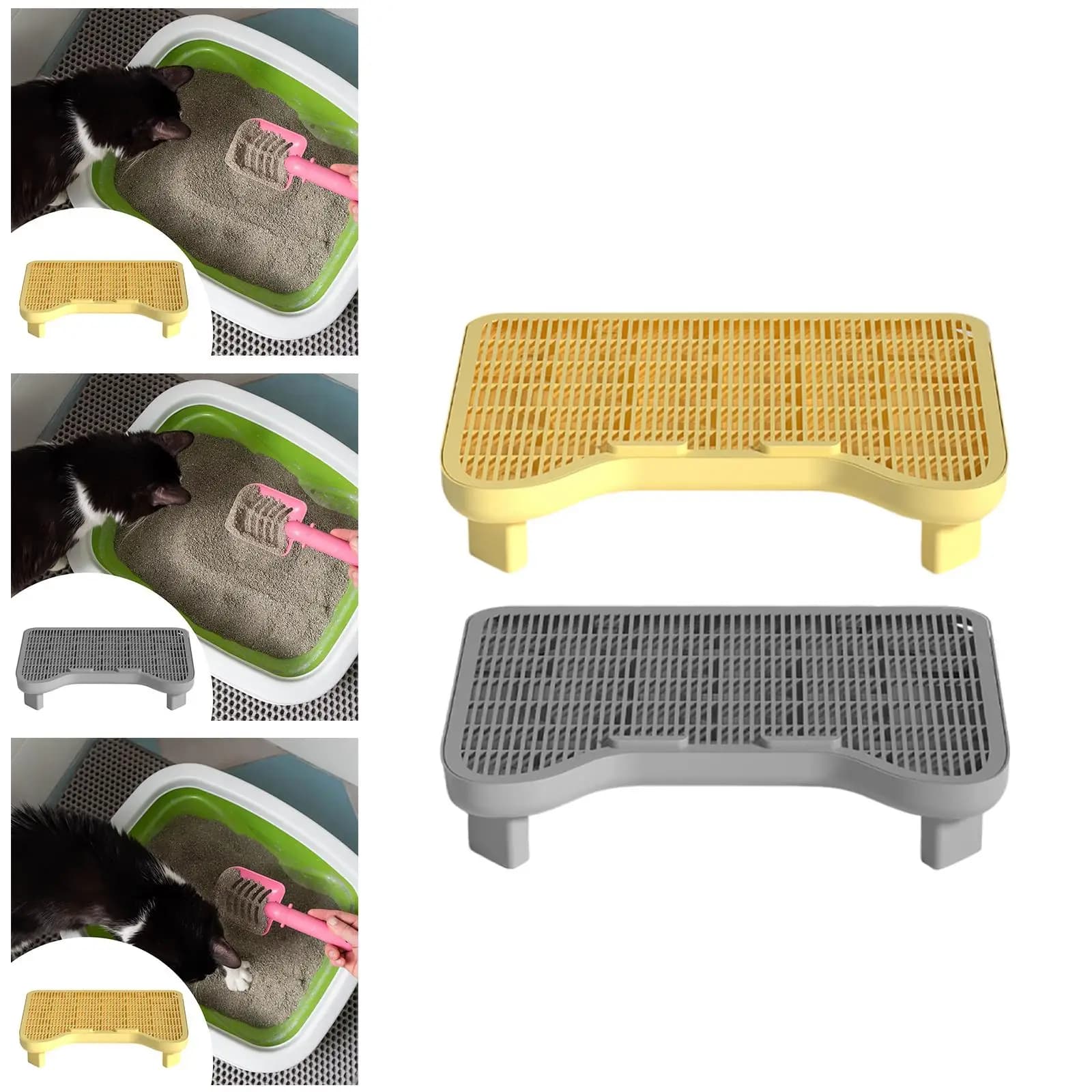 Tappetino per Lettiera per Gatti con Protezione Anti-Spargimento, Ampio, con Pedana Rimovibile e Lavabile, per Casa dei Gatti, in Plastica e per Uso Interno