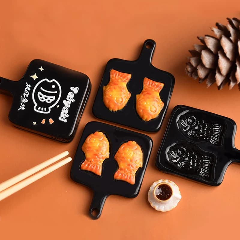 1 set casa delle bambole mini Taiyaki stampo teglia articoli in miniatura brasato vivaio stampo cibo casa delle bambole accessori da cucina giocattoli