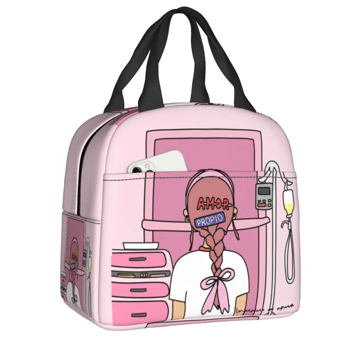 Personalizzato Enfermera En Apuros Dottore Infermiera Medicina Borsa termica per il pranzo per le donne Resuable Cooler Termico Bento Box Bambini