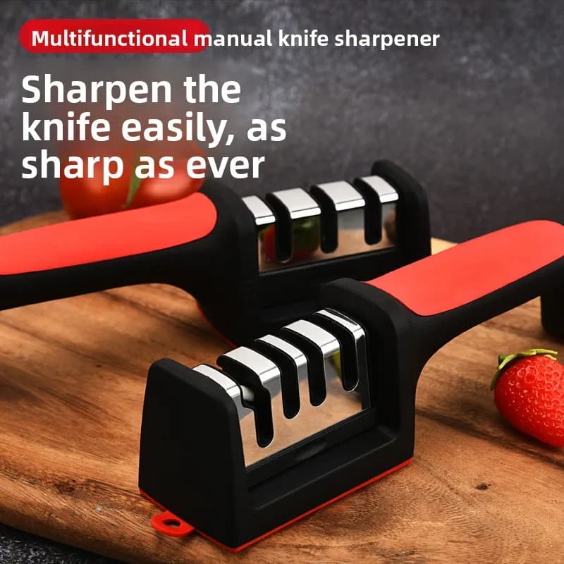 4-Stage Manual Knife Sharpener Household Kitchen Tool for Fast Sharpening Polishing Chef Knives Scissors Ergonomic Non-slip Grip