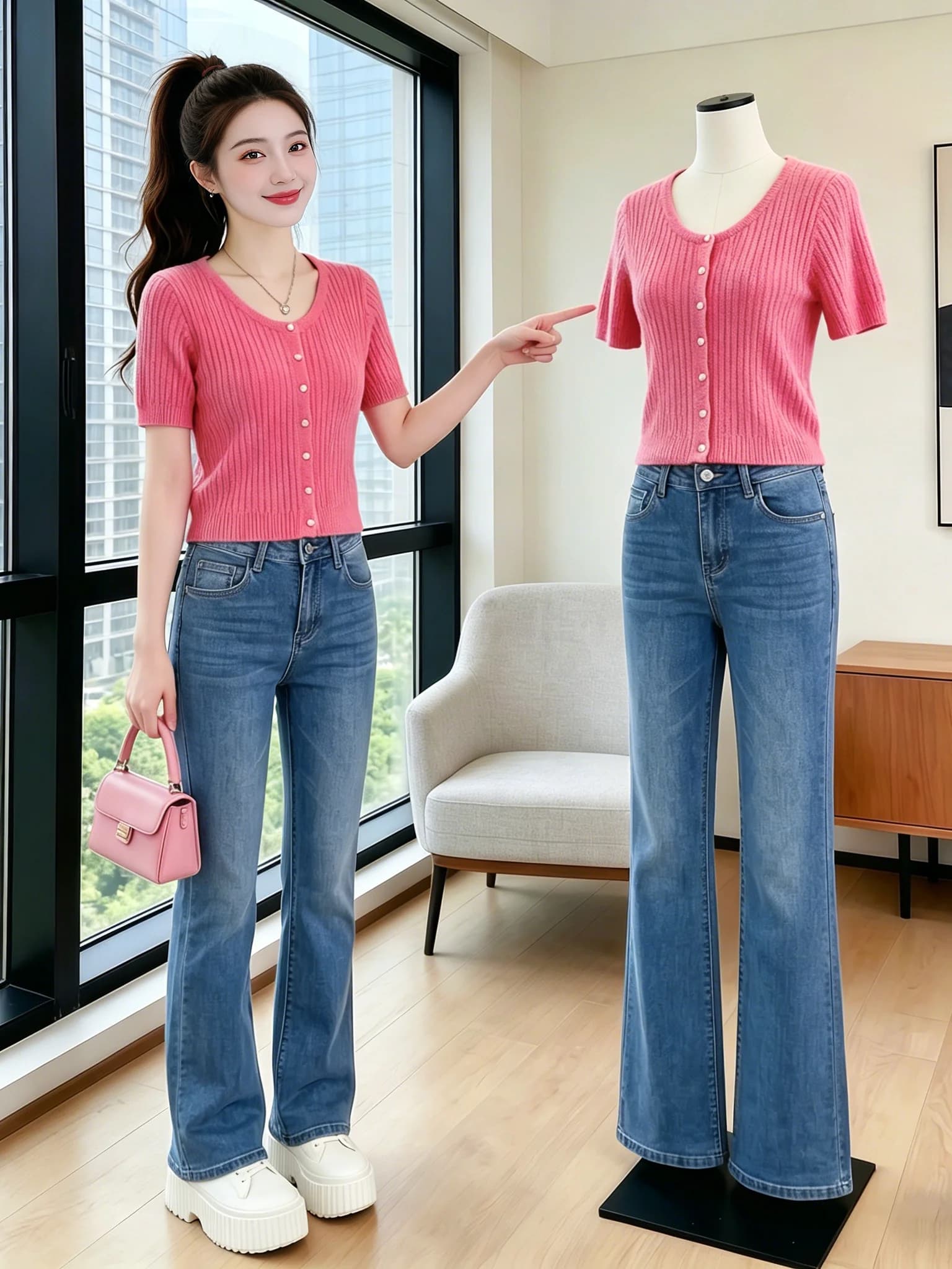 Summer New Style Women's Slim Fit Short Sleeve T-Shirt Fashionable Ageless Korean Version Soft Casual round Neck Breathable
