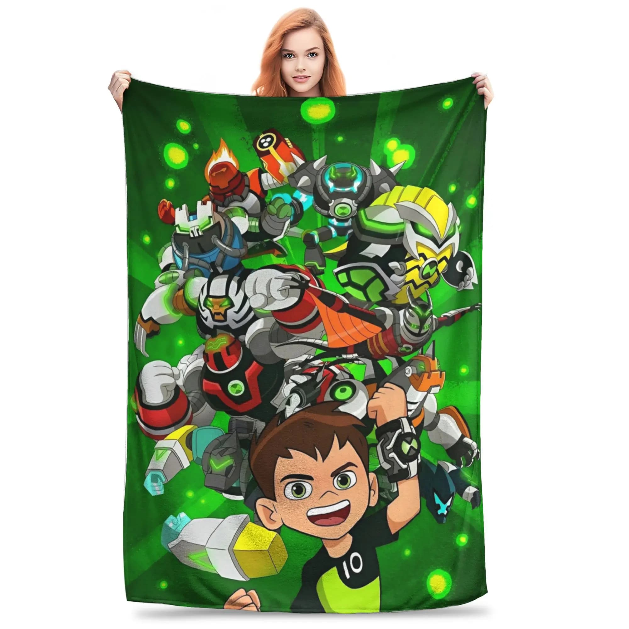 Coperte in Lana Ben 10 Omnitrix Unleashed, Divertenti Coperte per Divano, Letto e Salotto, 150*125cm, Copriletti