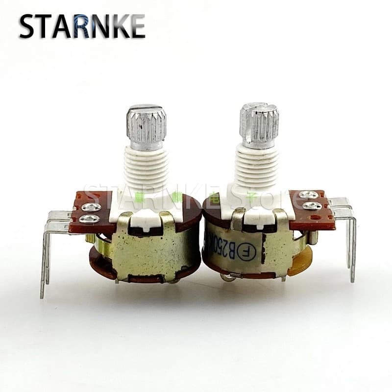 2 Pezzi Potenziometro Singolo Tipo 16 con Interruttore Rotativo B250K, per Controllo Volume Altoparlanti e Lampade da Tavolo, Albero a Fiore Lunghezza 15mm