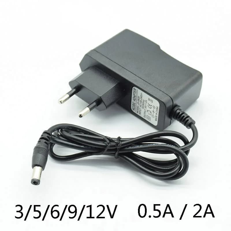 1PC 5.5mm * 2.5mm(2.1mm) With lamp AC Converter Adapter DC 3V2A 5V2A 6V 2A 9V 12V 0.5A 500mA Power Supply Charger EU Plug