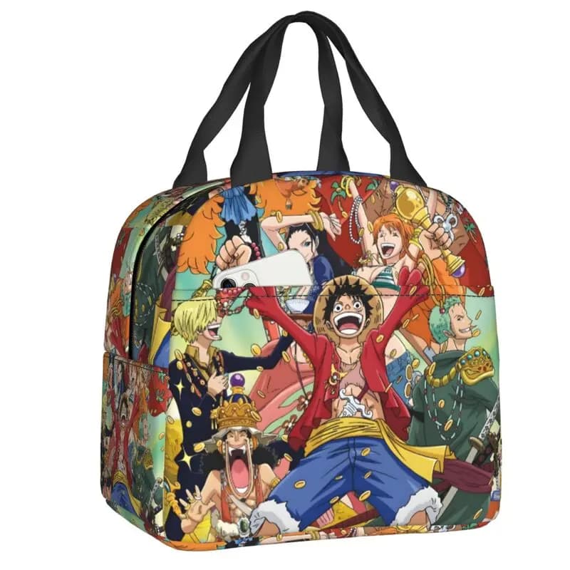 Anime One Piece Lunch Box Multifunzione Pirate King Luffy Cooler Borsa termica per il pranzo con isolamento termico Borsa portatile per picnic