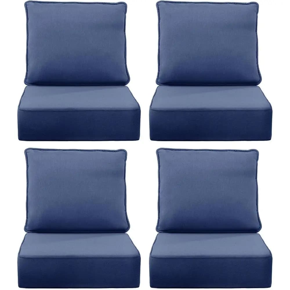 6 Thick Outdoor Chair Cushions, 24x24 Patio Furniture Cushions Set of 4, Waterproof & Removable Covers, UV-Resistant, 30D High-D