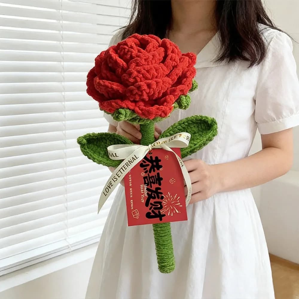 Rose Artificiali Lavorate a Mano all'Uncinetto, Fiori Creativi Simulati per San Valentino
