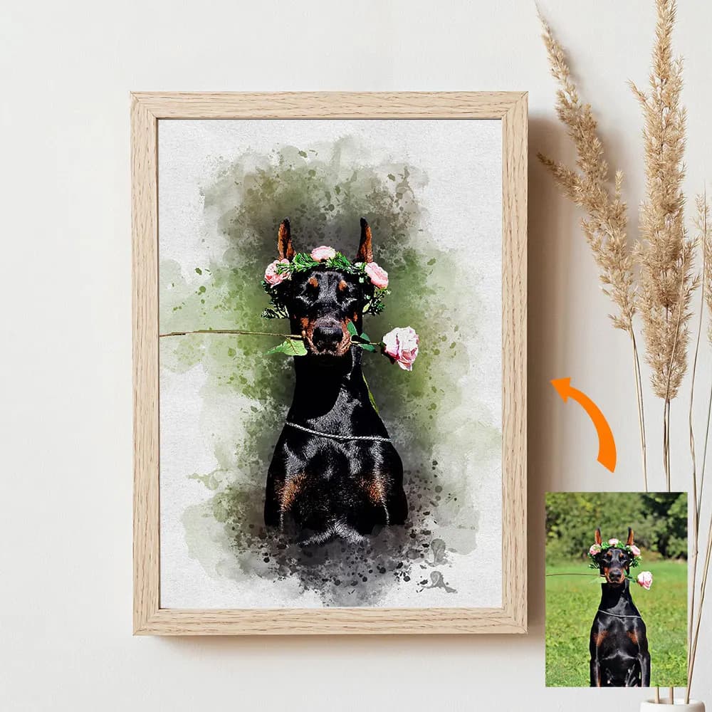 Ritratto personalizzato regalo commemorativo per animali domestici - Tela personalizzata per cani e gatti da foto - Arte ad acquerello Rainbow Bridge