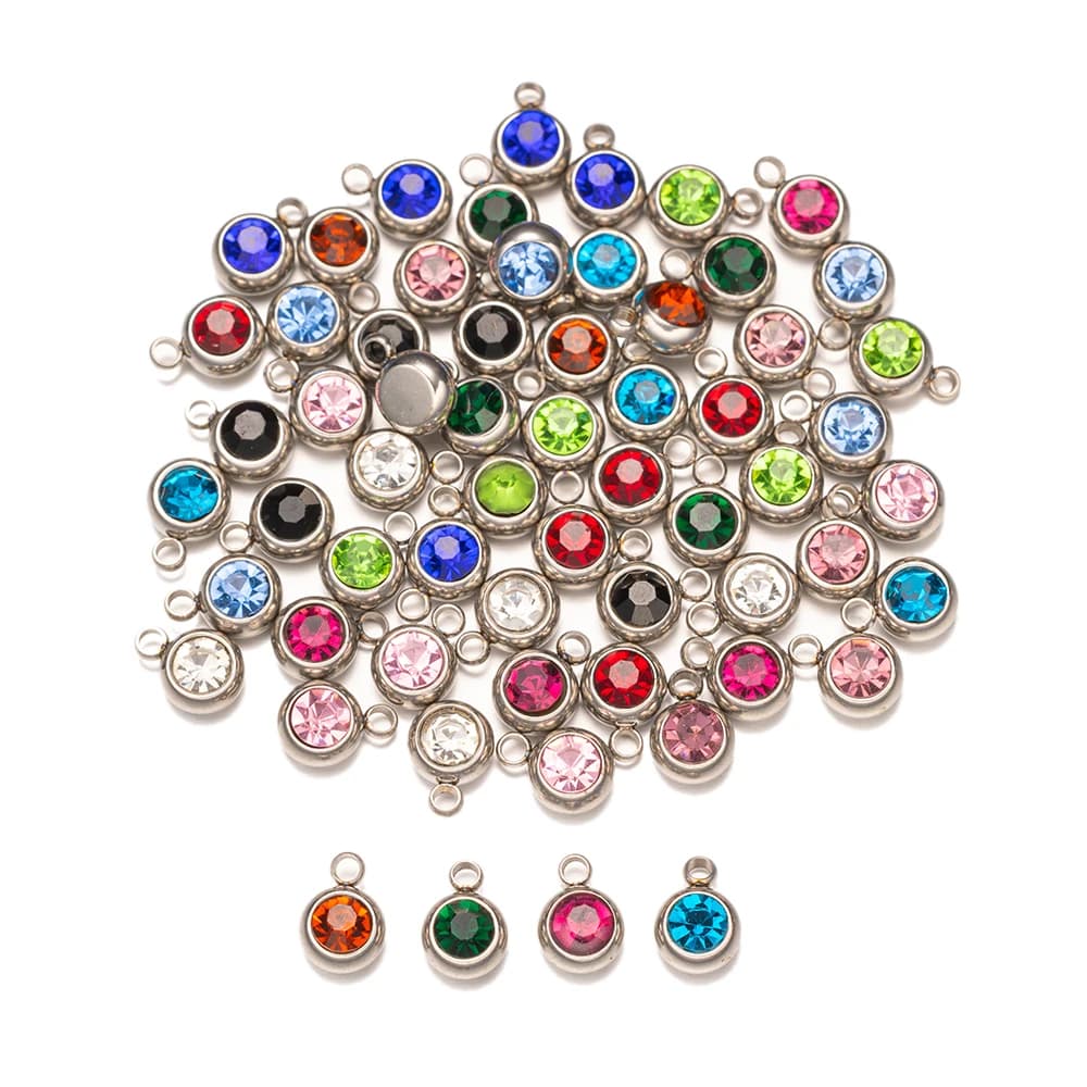 10pcs stainless steel beads pendant with crystal pendants for tea necklace earring bracelet crafts jewelry making wholesale accessories