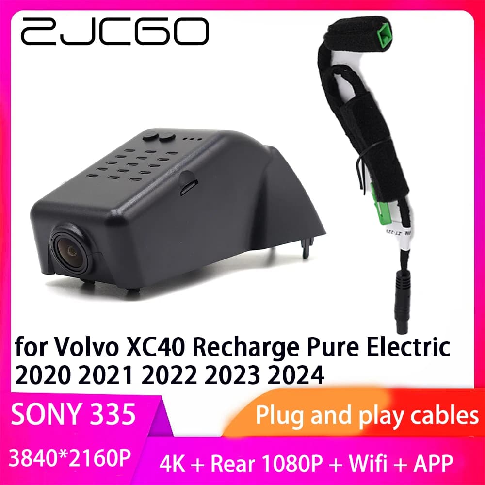 ZJCGO Dash Cam DVR Plug and Play UHD 4K 2160P Video Recorder for Volvo XC40 Recharge Pure Electric 2020 2021 2022 2023 2024