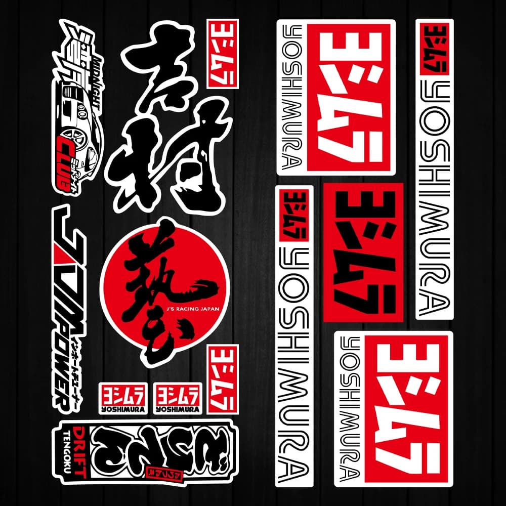 JDM Reflective Vinyl Stickers For Yoshimura Honda Yamaha Kawasaki Motorcycle Helmet Windshield Body Decor Accessories